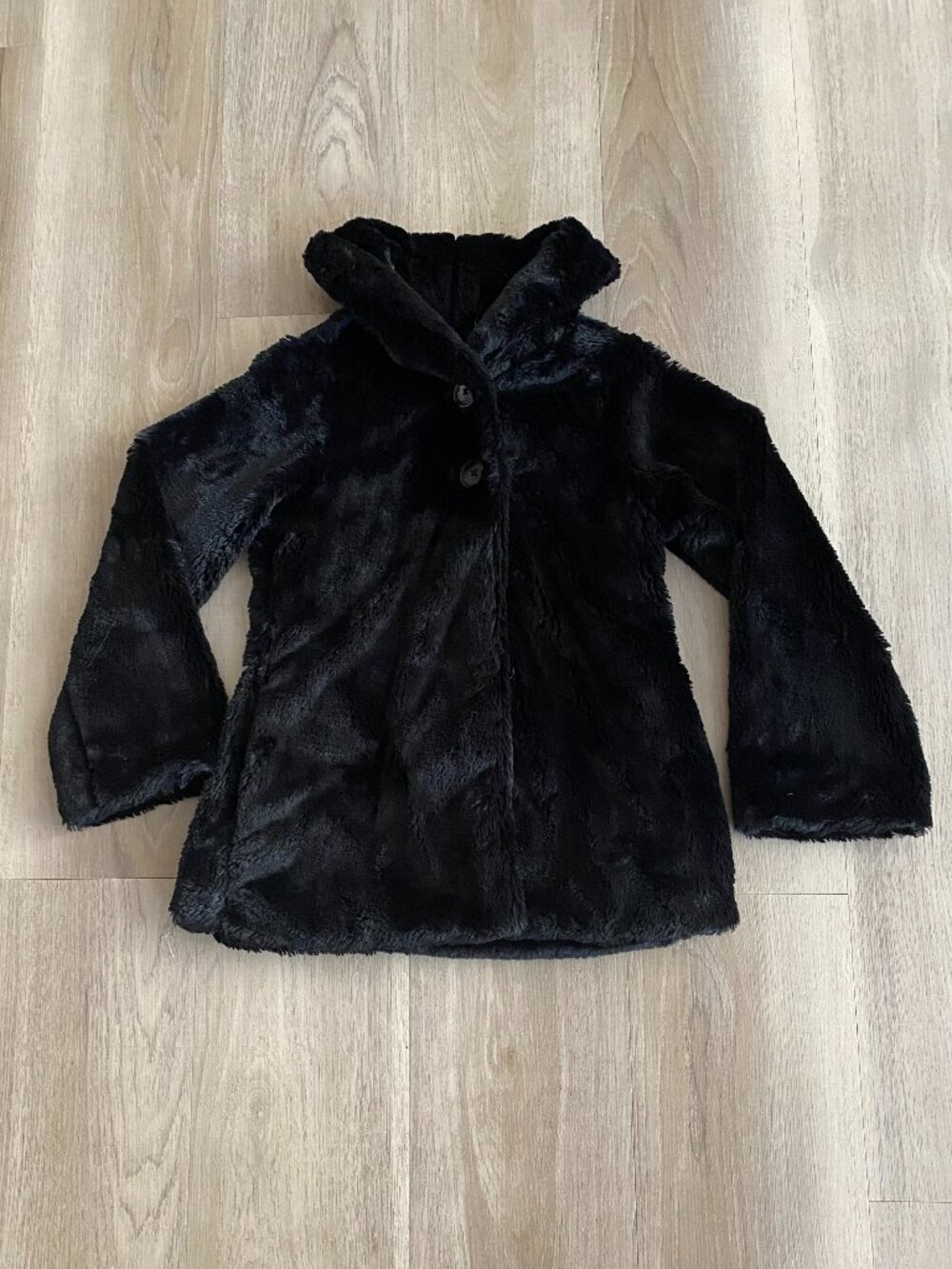 Patagonia Girls Pelage Black Faux Fur Teddy Fall Coat Size 8 Brisk Weather | Lux